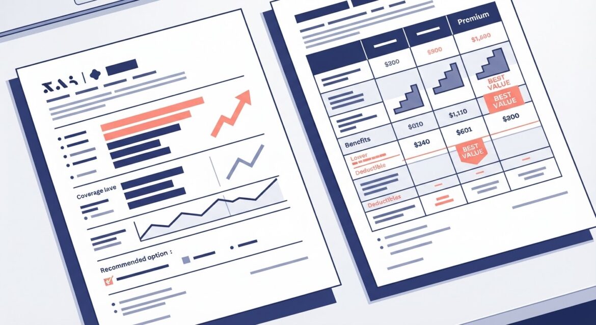 two printed insurance quote documents laid side by side on a desk